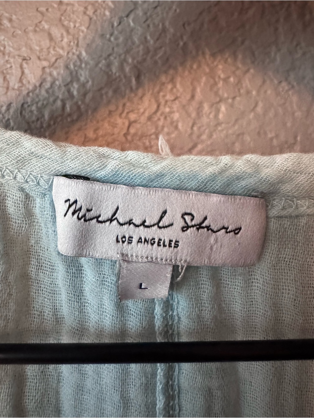 Michael Stars Draya Gauze V-Neck Top Large Cotton in Splash (Lt blue) - Picture 3 of 8